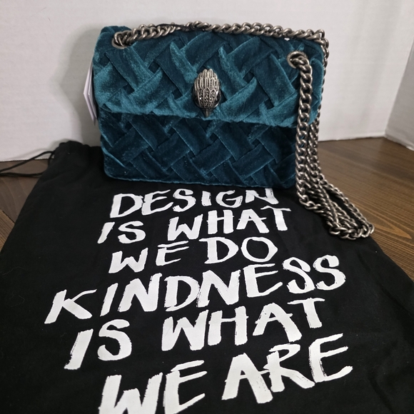 Kurt Geiger Teal Velvet Shoulder Bag - NWT - Picture 3 of 12